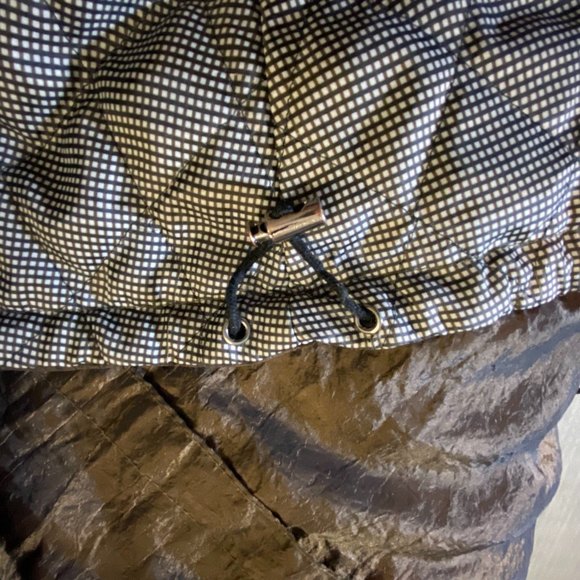 Drawstring Bottom & Waist  Zip Up Metallic Jacket Size M Brown - Picture 9 of 9